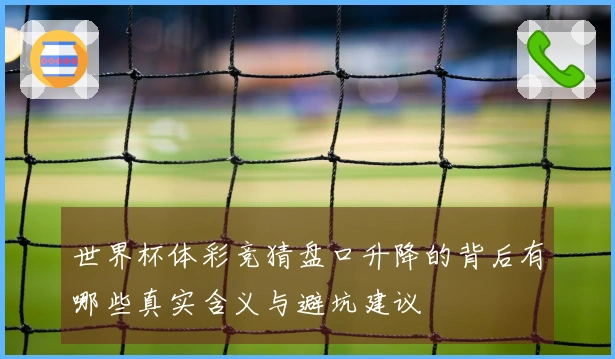 世界杯体彩竞猜盘口升降的背后有哪些真实含义与避坑建议